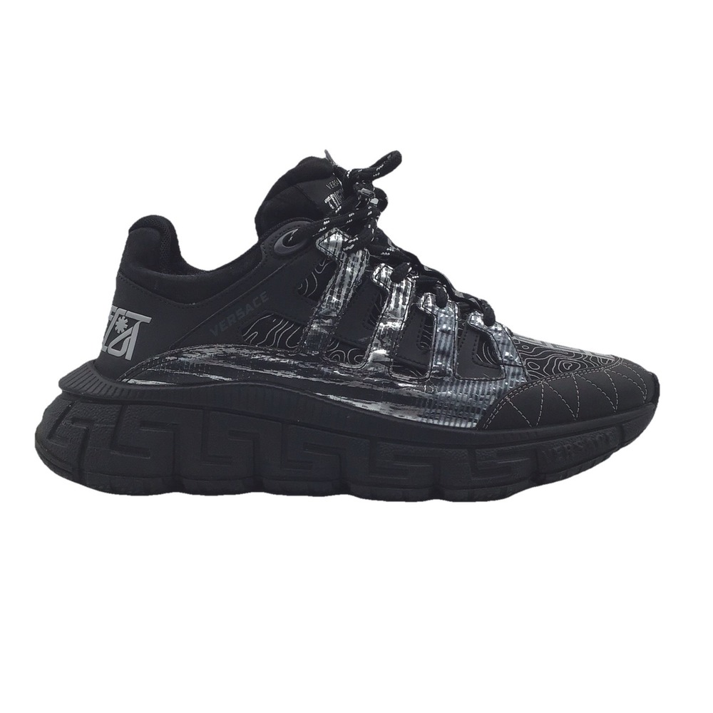 Versace Trigreca Black Graphic Low Top Sneakers Men's EU 38 Made in Italy
